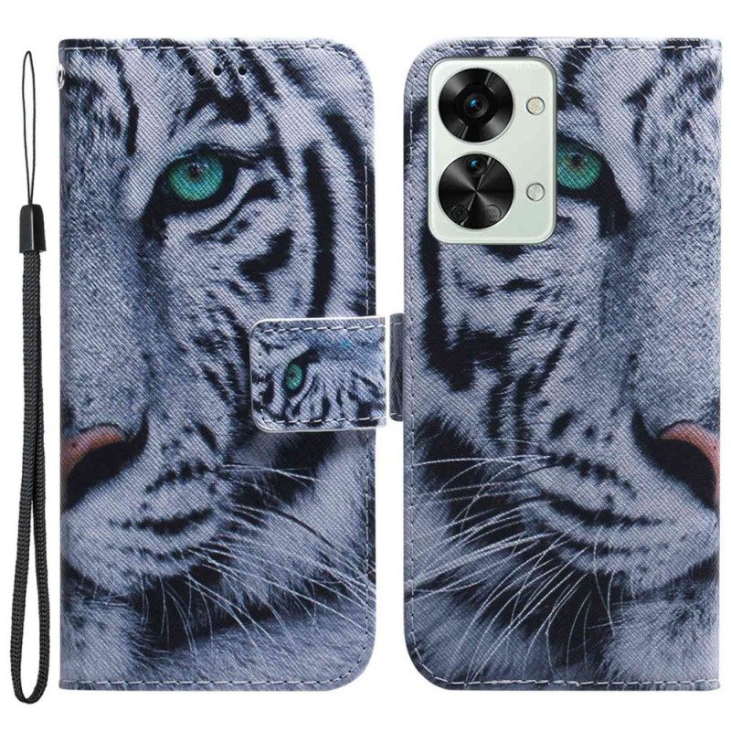 Kotelot OnePlus Nord 2T 5G Suojaketju Kuori White Tiger Strappy