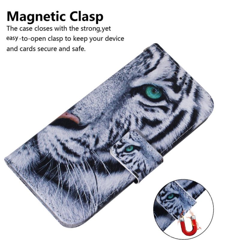 Kotelot OnePlus Nord 2T 5G Suojaketju Kuori White Tiger Strappy