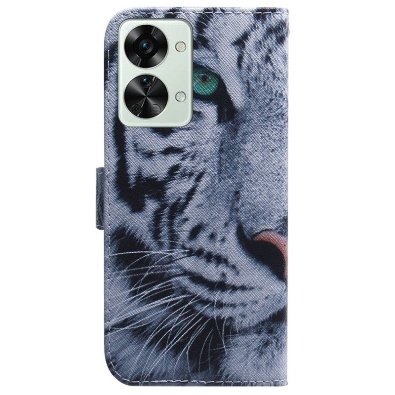 Kotelot OnePlus Nord 2T 5G Suojaketju Kuori White Tiger Strappy