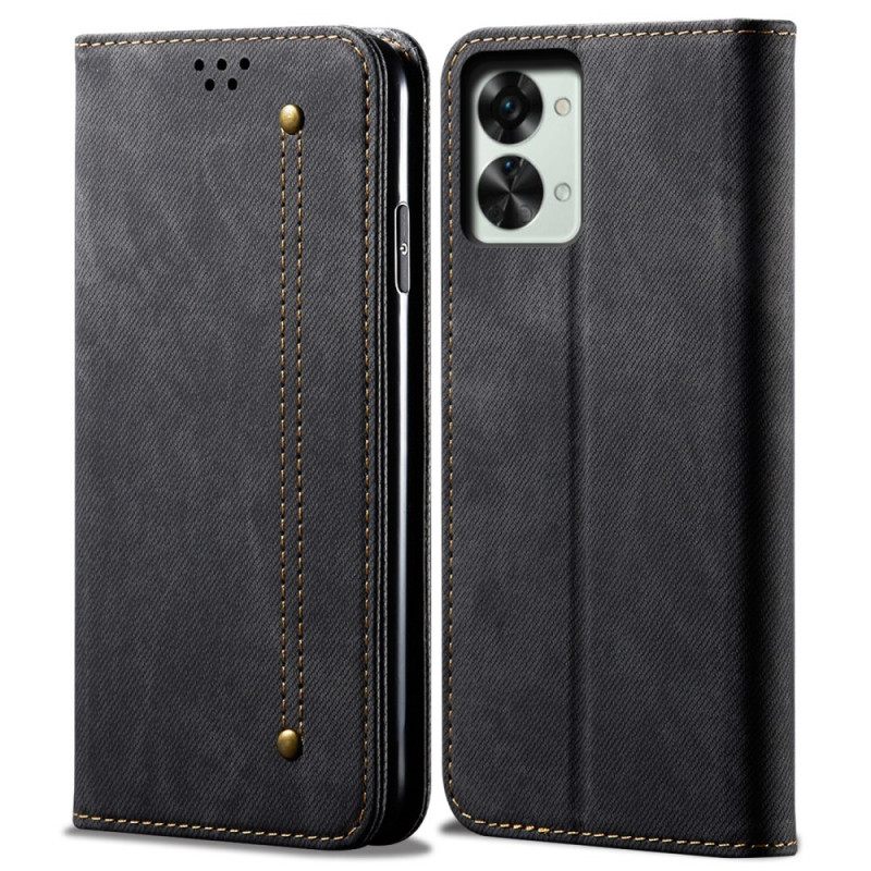 Puhelinkuoret OnePlus Nord 2T 5G Kotelot Flip Denim Kangas