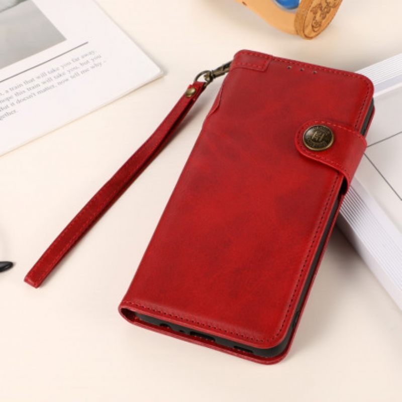 Kotelot Realme C21 Faux Leather Button Khazneh