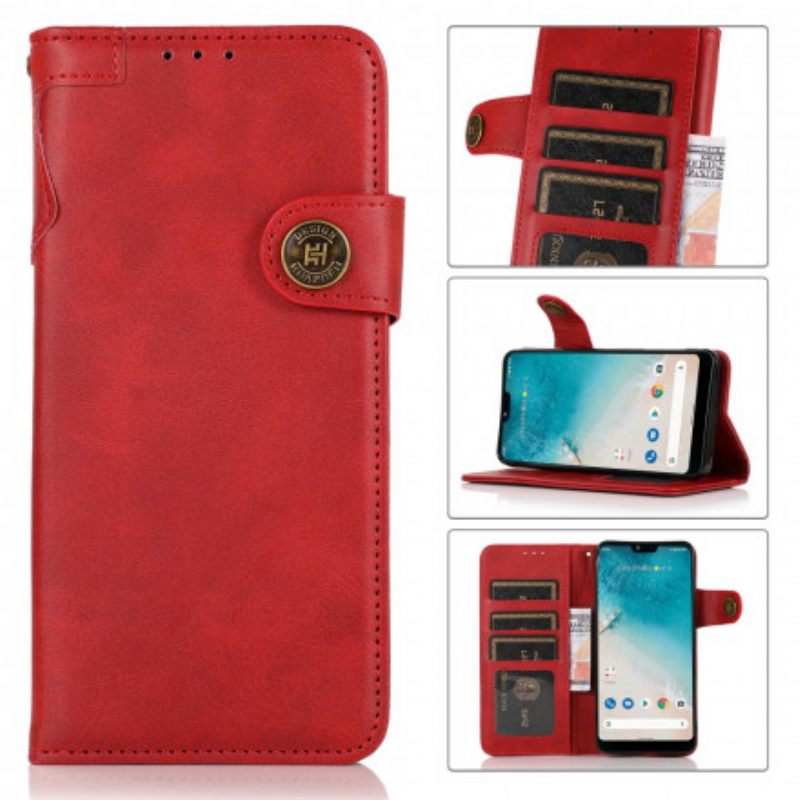 Kotelot Realme C21 Faux Leather Button Khazneh