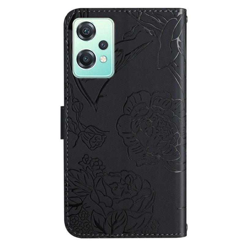 Nahkakotelo OnePlus Nord CE 2 Lite 5G Discreet Butterflies Ja Lanyard