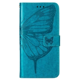 Nahkakotelo OnePlus Nord CE 2 Lite 5G Suojaketju Kuori Artistic Butterfly Kaulanauhalla