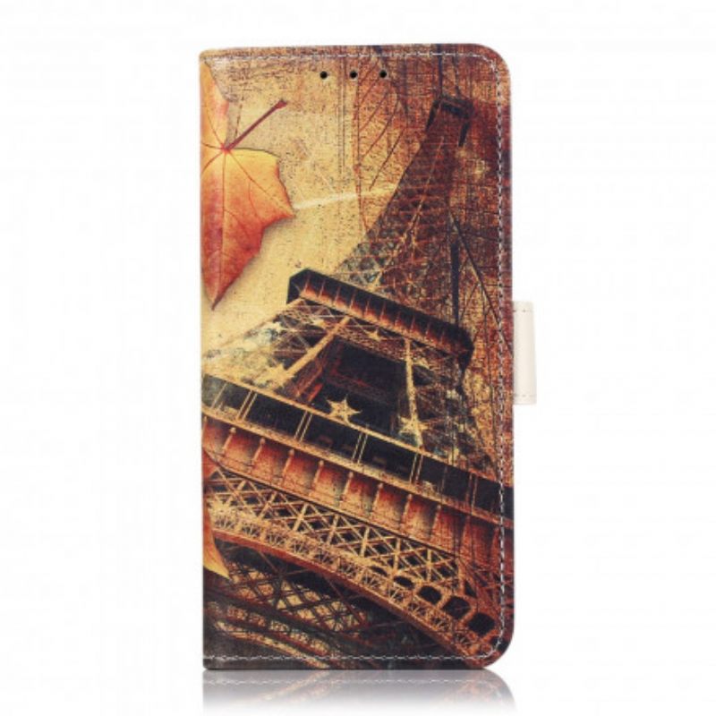 Flip Case Xiaomi Redmi Note 10 5G / Poco M3 Pro 5G Eiffel-torni Syksyllä