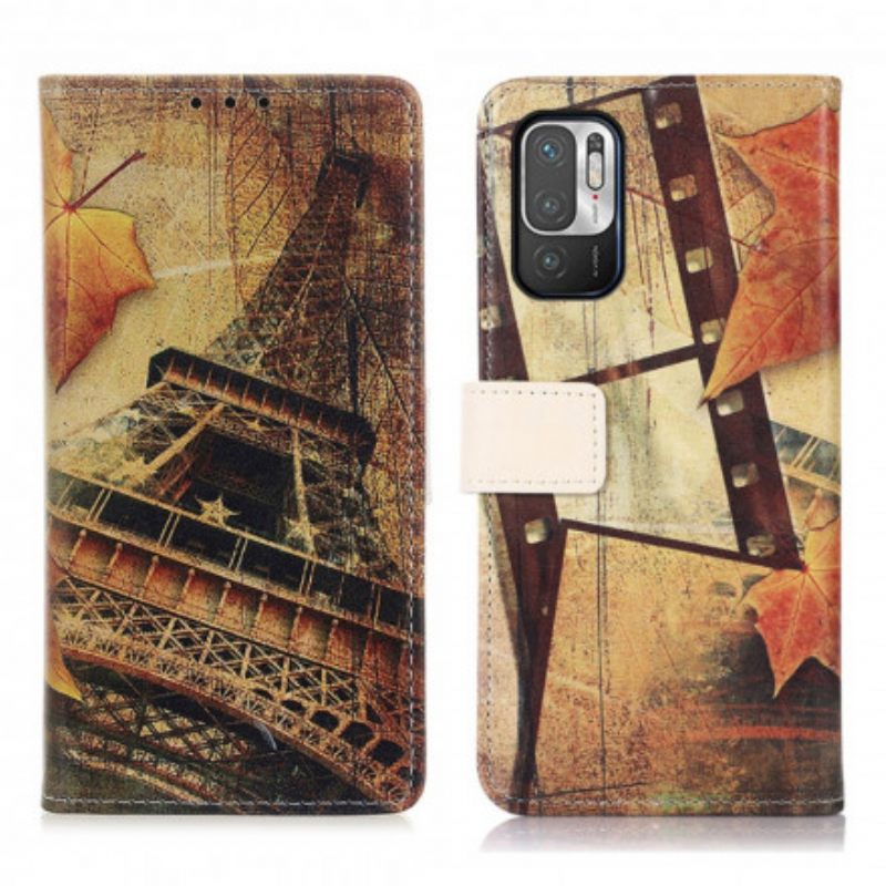 Flip Case Xiaomi Redmi Note 10 5G / Poco M3 Pro 5G Eiffel-torni Syksyllä