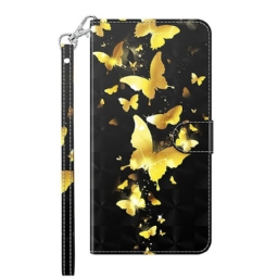 Flip Case Xiaomi Redmi Note 10 5G / Poco M3 Pro 5G Keltaiset Perhoset