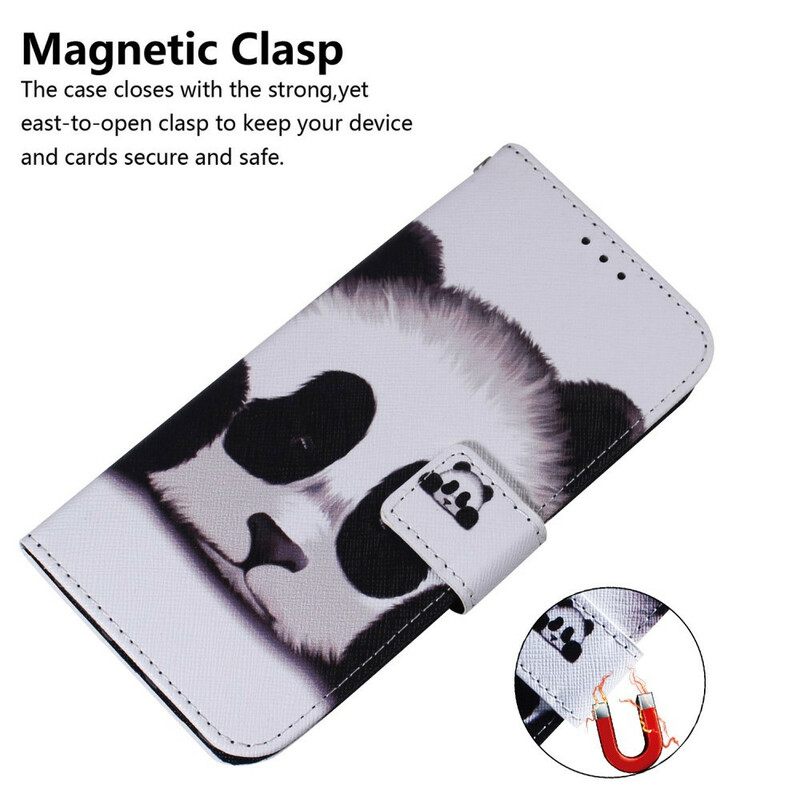 Flip Case Xiaomi Redmi Note 10 5G / Poco M3 Pro 5G Panda Kasvot