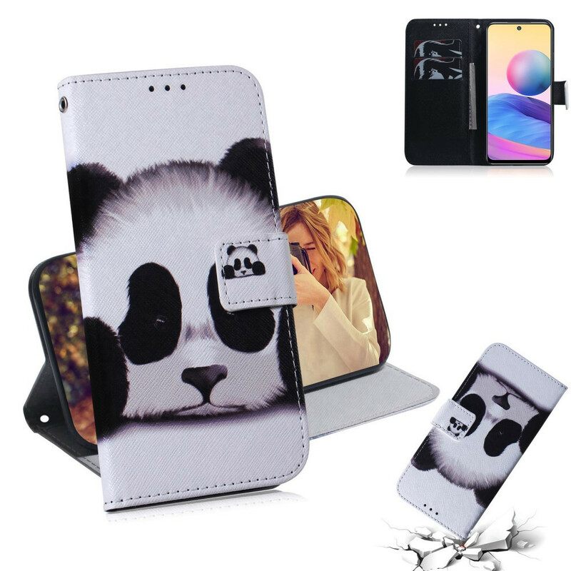 Flip Case Xiaomi Redmi Note 10 5G / Poco M3 Pro 5G Panda Kasvot