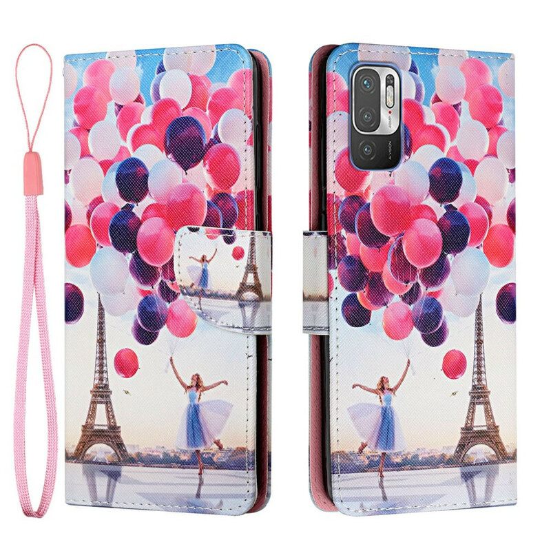 Flip Case Xiaomi Redmi Note 10 5G / Poco M3 Pro 5G Parisin Ilmapallot