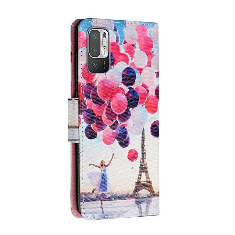 Flip Case Xiaomi Redmi Note 10 5G / Poco M3 Pro 5G Parisin Ilmapallot