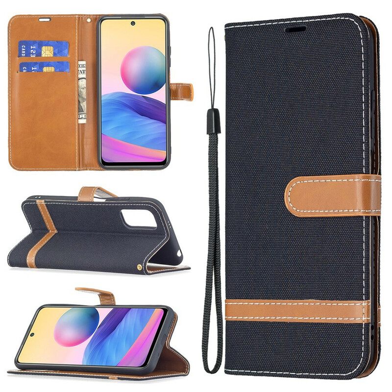 Flip Case Xiaomi Redmi Note 10 5G / Poco M3 Pro 5G Suojaketju Kuori Hihnan Kangas