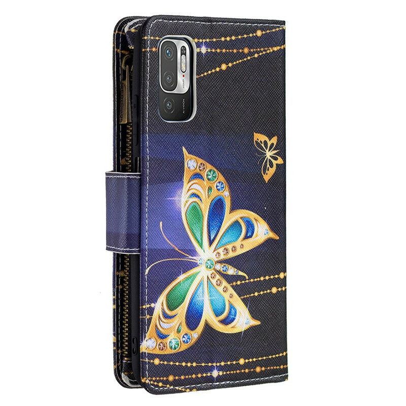 Kotelot Xiaomi Redmi Note 10 5G / Poco M3 Pro 5G Butterflies Vetoketjullinen Tasku