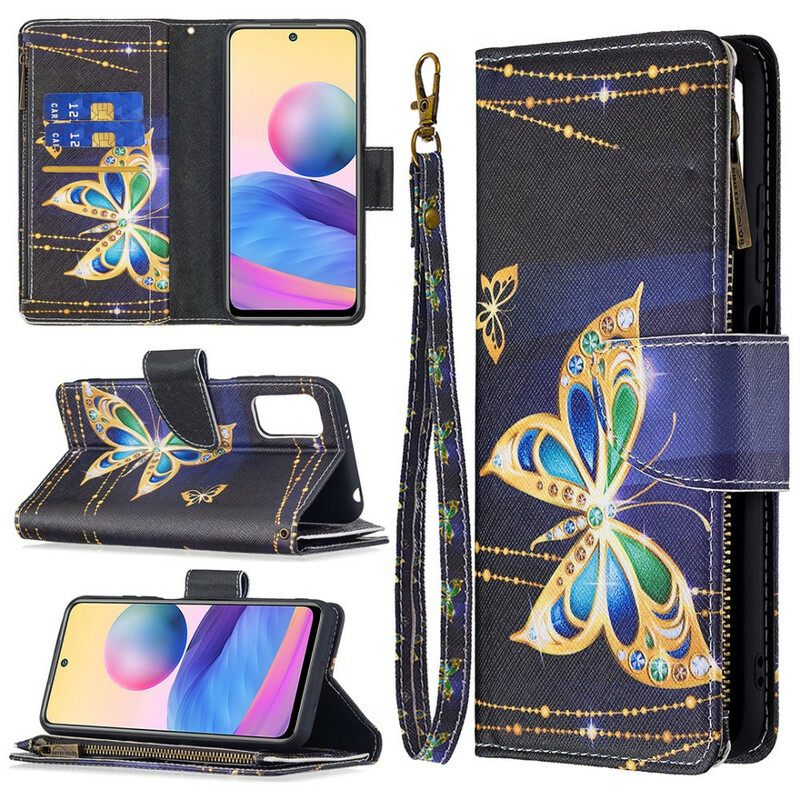 Kotelot Xiaomi Redmi Note 10 5G / Poco M3 Pro 5G Butterflies Vetoketjullinen Tasku