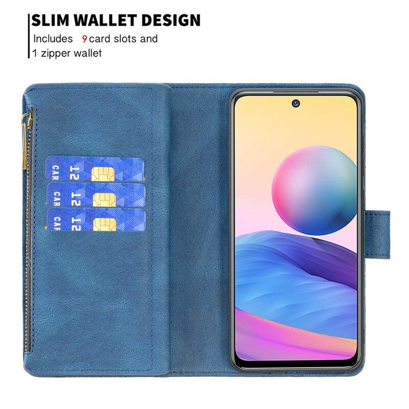 Nahkakotelo Xiaomi Redmi Note 10 5G / Poco M3 Pro 5G Butterfly Vetoketjullinen Tasku