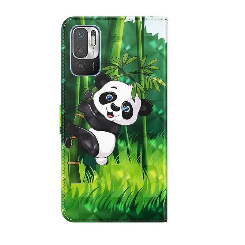 Nahkakotelo Xiaomi Redmi Note 10 5G / Poco M3 Pro 5G Panda Ja Bamboo