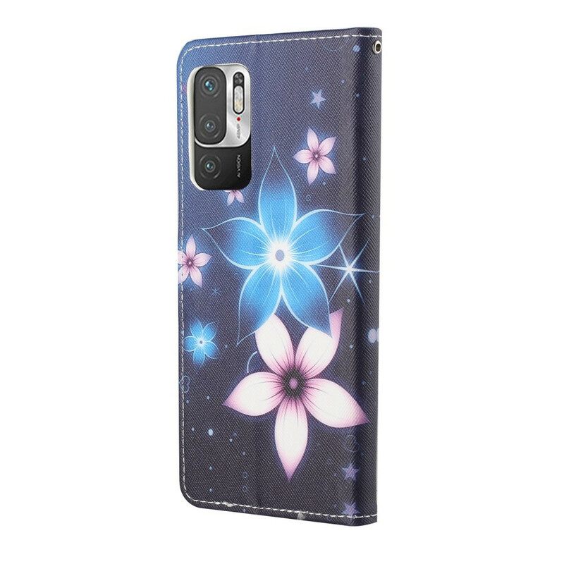 Nahkakotelo Xiaomi Redmi Note 10 5G / Poco M3 Pro 5G Suojaketju Kuori Lunar Strap Flowers