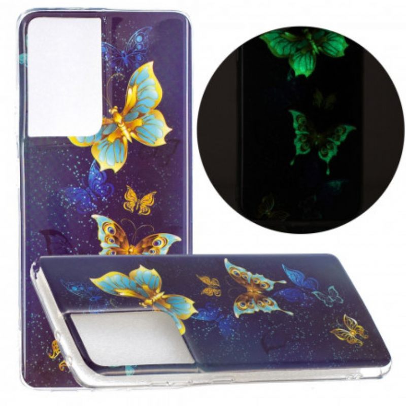 Case Samsung Galaxy S21 Ultra 5G Fluorescent Butterfly Sarja