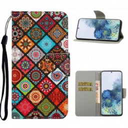 Flip Case Samsung Galaxy S21 Ultra 5G Patchwork Mandalas Kaulanauhalla