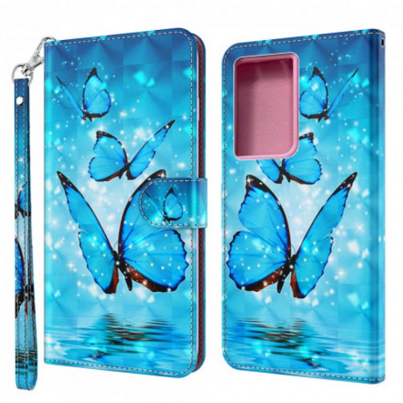 Kotelot Samsung Galaxy S21 Ultra 5G Flying Blue Butterflies