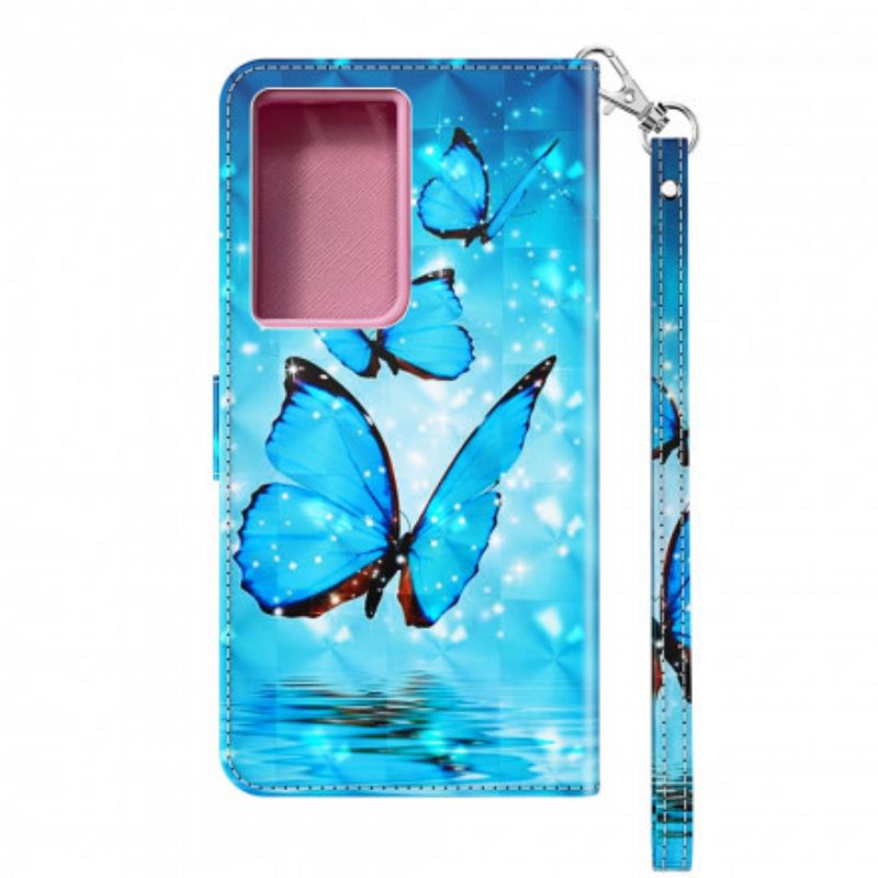 Kotelot Samsung Galaxy S21 Ultra 5G Flying Blue Butterflies