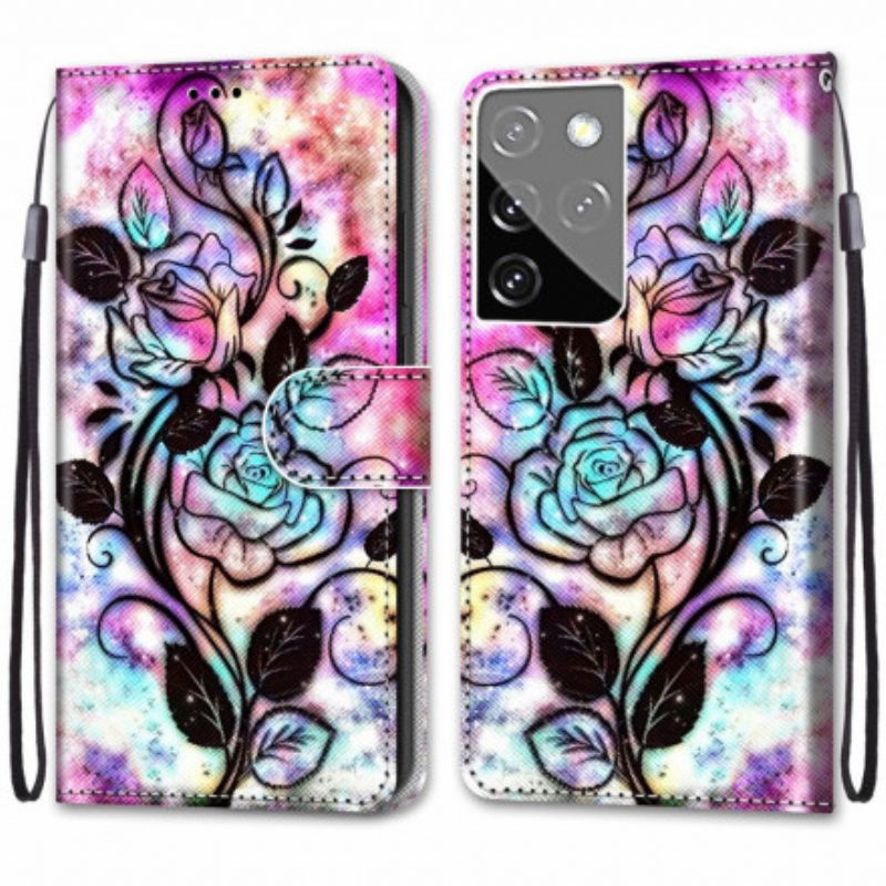 Kotelot Samsung Galaxy S21 Ultra 5G Neon Flowers