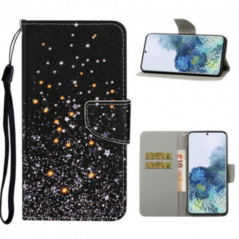 Kotelot Samsung Galaxy S21 Ultra 5G Stars And Sequins With Lanyard