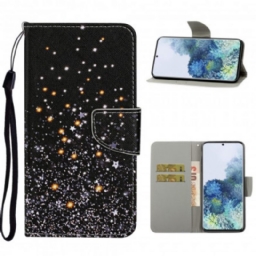 Kotelot Samsung Galaxy S21 Ultra 5G Stars And Sequins With Lanyard