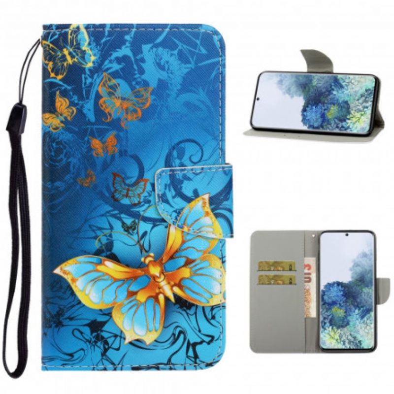 Kotelot Samsung Galaxy S21 Ultra 5G Suojaketju Kuori Butterfly Strap Muunnelmia