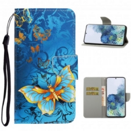 Kotelot Samsung Galaxy S21 Ultra 5G Suojaketju Kuori Butterfly Strap Muunnelmia