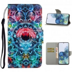 Kotelot Samsung Galaxy S21 Ultra 5G Suojaketju Kuori Flashy Mandala Hihnalla