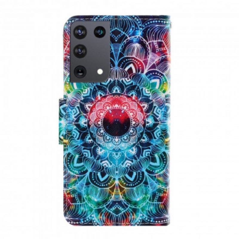 Kotelot Samsung Galaxy S21 Ultra 5G Suojaketju Kuori Flashy Mandala Hihnalla