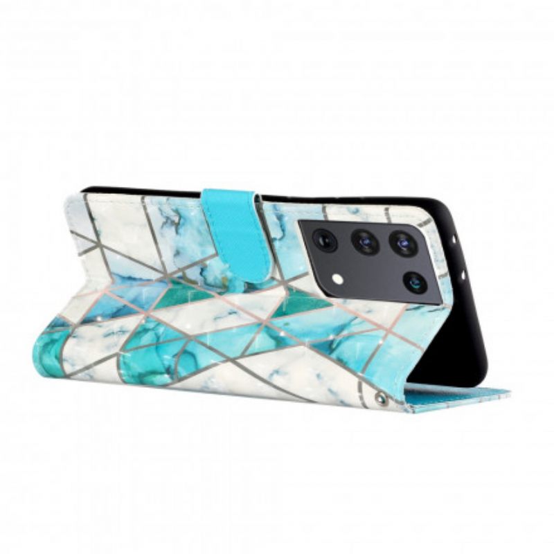 Kotelot Samsung Galaxy S21 Ultra 5G Suojaketju Kuori Marble Light Strip Kohdevalot