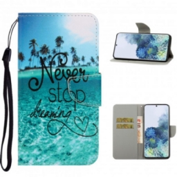 Kotelot Samsung Galaxy S21 Ultra 5G Suojaketju Kuori Never Stop Dreaming Navy Strappy