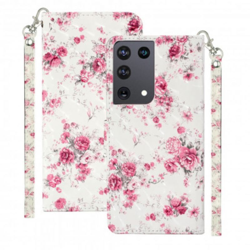 Kotelot Samsung Galaxy S21 Ultra 5G Suojaketju Kuori Strap Light Spot Flowers