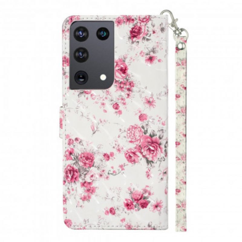 Kotelot Samsung Galaxy S21 Ultra 5G Suojaketju Kuori Strap Light Spot Flowers