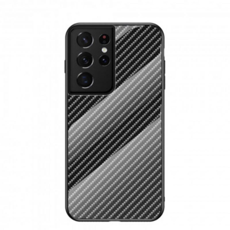 Kuori Samsung Galaxy S21 Ultra 5G Carbon Fiber Karkaistu Lasi