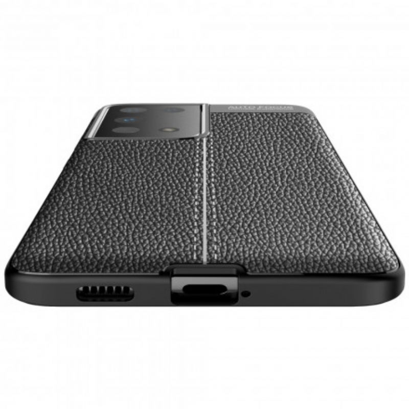 Kuori Samsung Galaxy S21 Ultra 5G Double Line Litchi Leather Effect