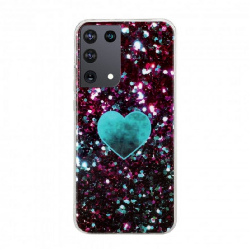 Kuori Samsung Galaxy S21 Ultra 5G Glitter Marble Heart