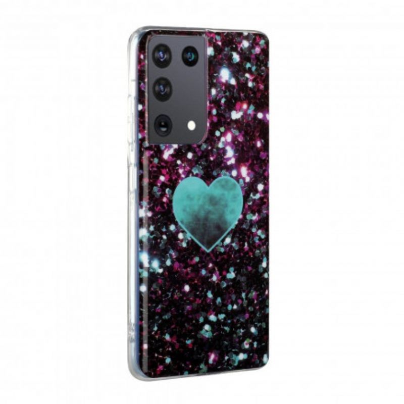 Kuori Samsung Galaxy S21 Ultra 5G Glitter Marble Heart