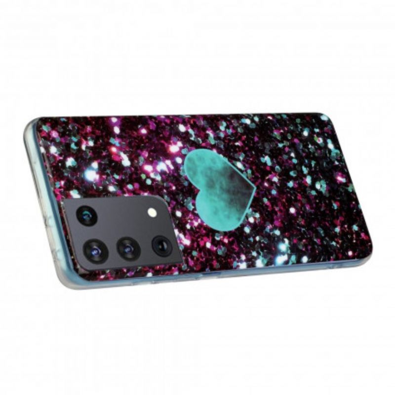 Kuori Samsung Galaxy S21 Ultra 5G Glitter Marble Heart