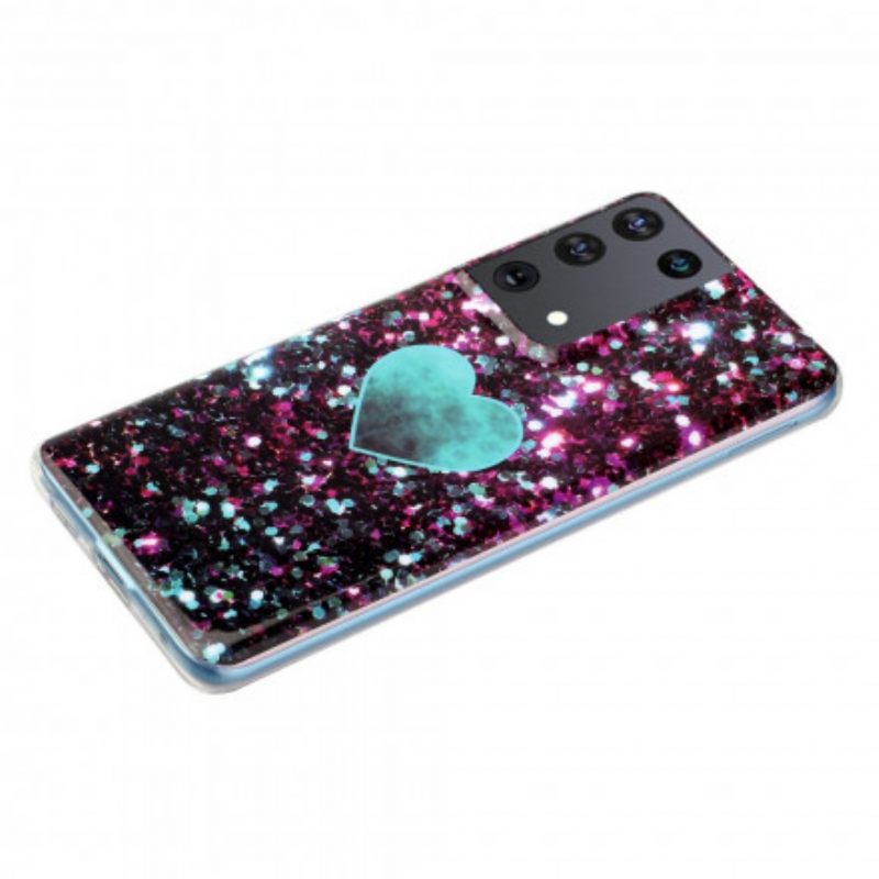 Kuori Samsung Galaxy S21 Ultra 5G Glitter Marble Heart