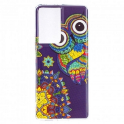 Kuori Samsung Galaxy S21 Ultra 5G Owl Fluoresoiva Mandala