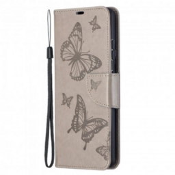 Nahkakotelo Samsung Galaxy S21 Ultra 5G Butterflies In Flight With Lanyard