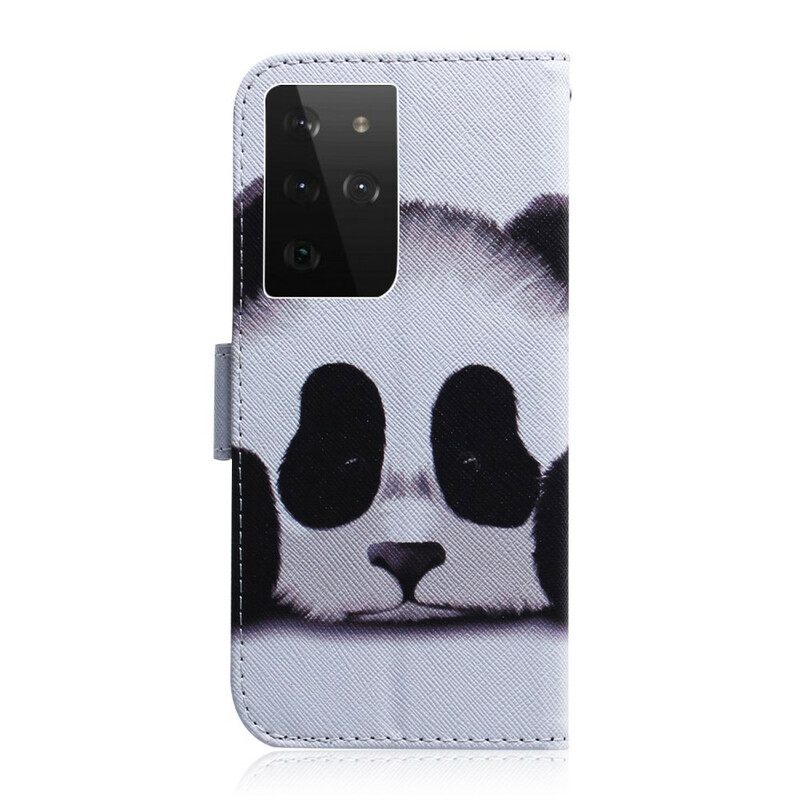 Nahkakotelo Samsung Galaxy S21 Ultra 5G Panda Kasvot