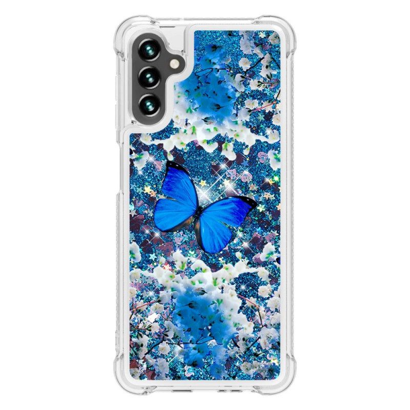 Case Samsung Galaxy A13 5G Glitter Blue Butterflies