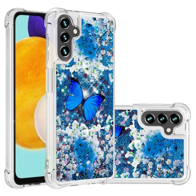 Case Samsung Galaxy A13 5G Glitter Blue Butterflies