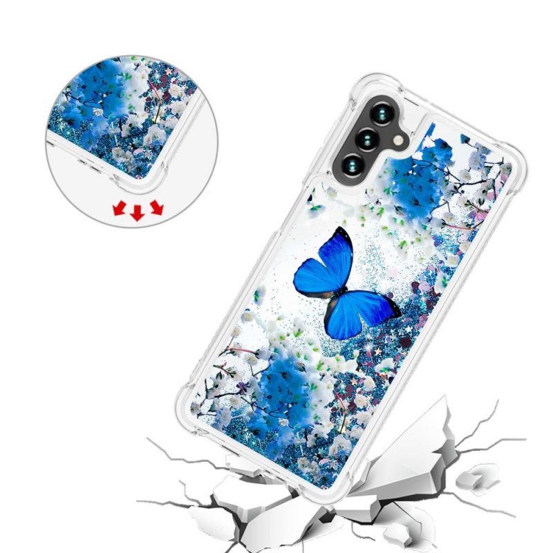 Case Samsung Galaxy A13 5G Glitter Blue Butterflies