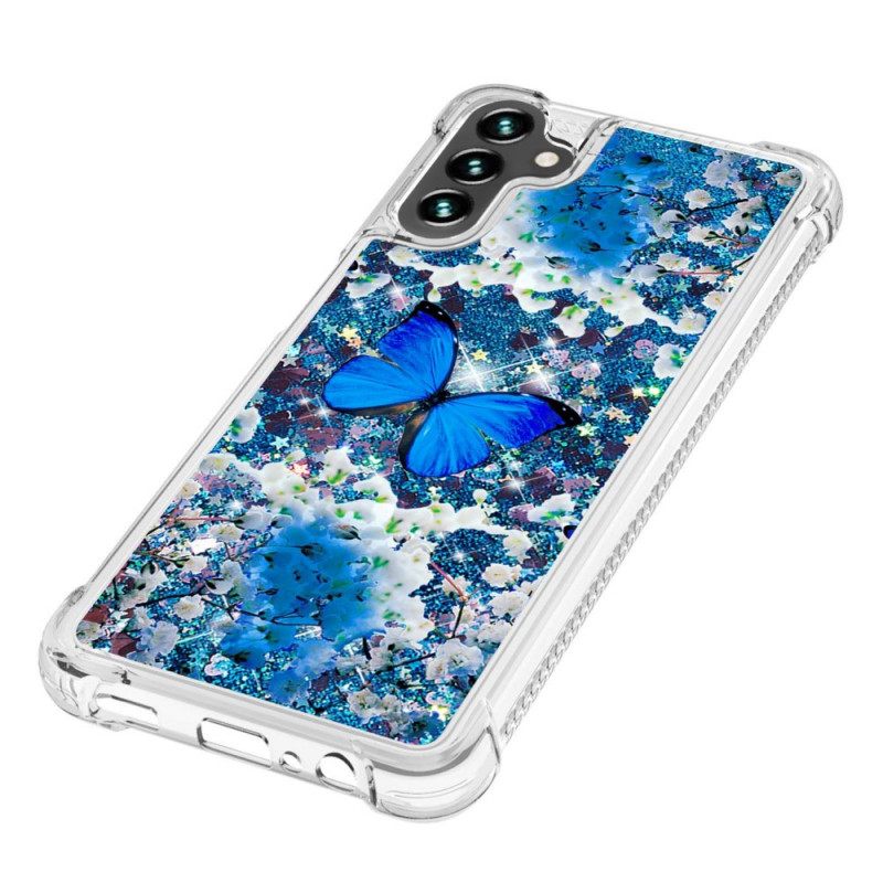 Case Samsung Galaxy A13 5G Glitter Blue Butterflies