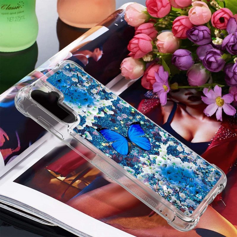 Case Samsung Galaxy A13 5G Glitter Blue Butterflies